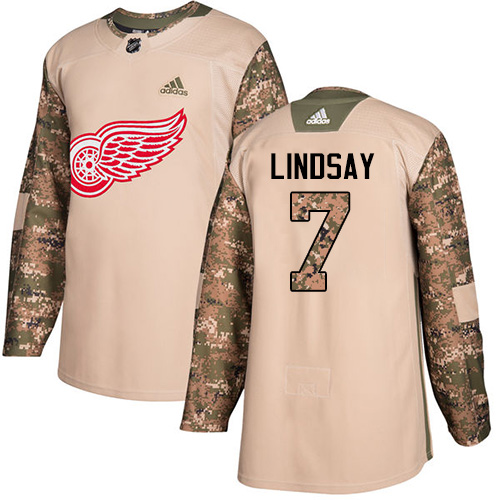 Adidas Red Wings #7 Ted Lindsay Camo Authentic Veterans Day Stitched NHL Jersey - Click Image to Close